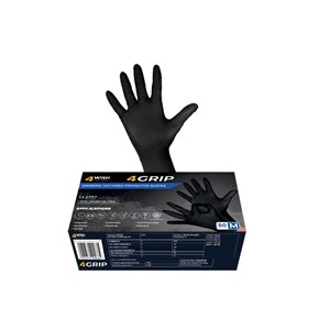 RĘKAWICZKI NITRYLOWE M 50SZT CZARNE 4GRIP WZMOCN.