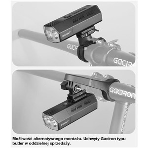 .LAMPA PRZÓD GACIRON RAPTOR 1800 LUM USB 6700 MAH