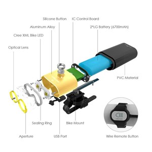 LAMPA PRZÓD GACIRON V9 1800 LUM USB + WŁĄCZNIK