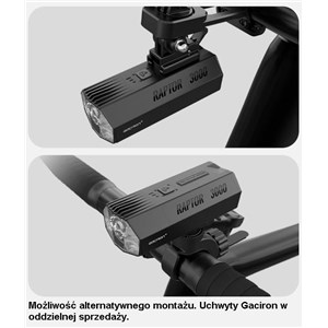 LAMPA PRZÓD GACIRON RAPTOR 3000 LUM USB 10000 MAH