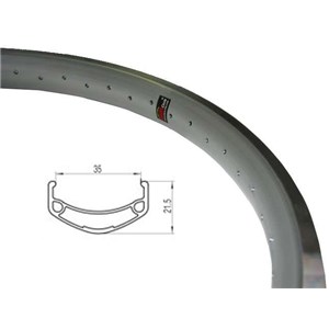 OBRĘCZ 20" BMX 21,5mm 48otw SREBRNA